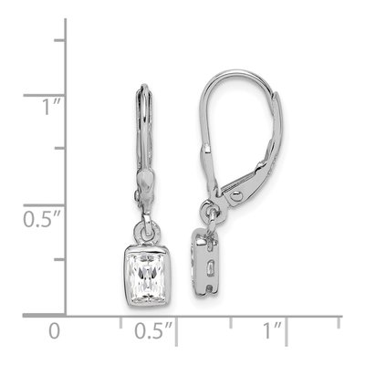 Sterling Silver CZ Emerald-Cut Leverback Earrings – view 5
