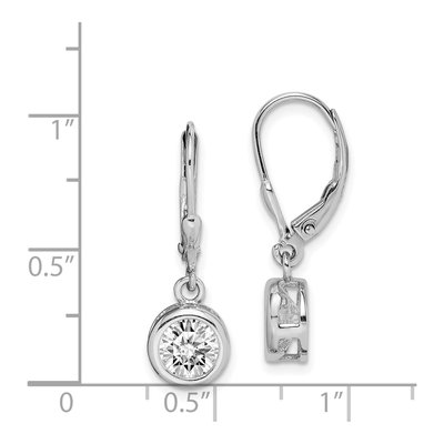 Sterling Silver CZ Round Leverback Earrings – view 5