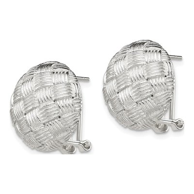 Sterling Silver Woven Circle Omega Back Stud Earrings – view 3