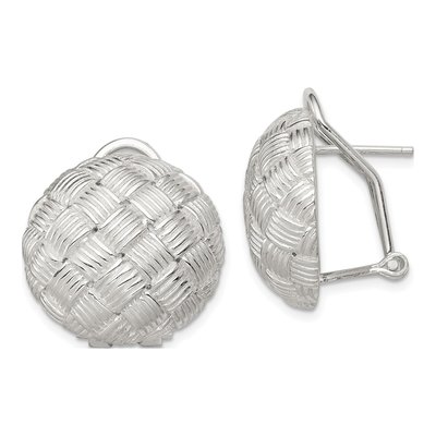 Sterling Silver Woven Circle Omega Back Stud Earrings