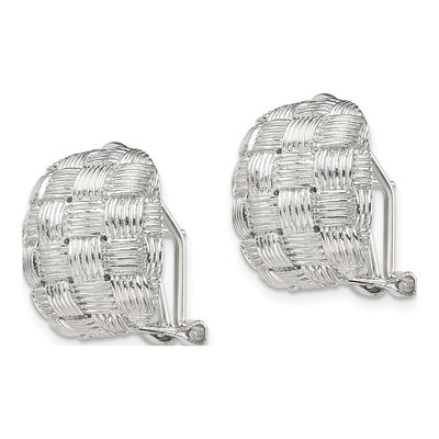 Sterling Silver Woven Square Omega Back Stud Earrings – view 3