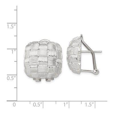 Sterling Silver Woven Square Omega Back Stud Earrings – view 5