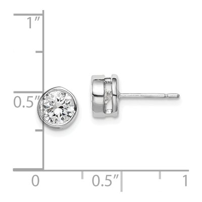Sterling Silver 6mm Round CZ Bezel Stud Earrings – view 5