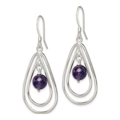 Sterling Silver Amethyst Teardrop Dangle Earrings – view 3
