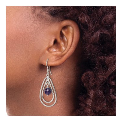 Sterling Silver Amethyst Teardrop Dangle Earrings – view 4