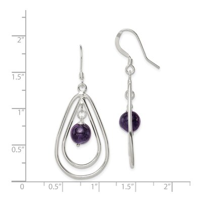 Sterling Silver Amethyst Teardrop Dangle Earrings – view 5