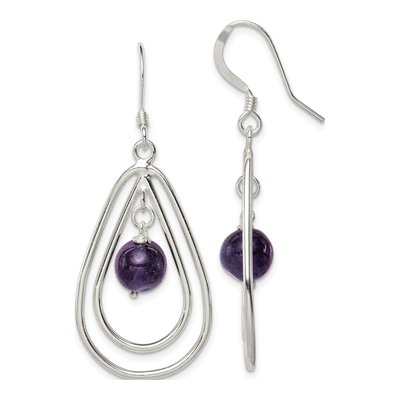 Sterling Silver Amethyst Teardrop Dangle Earrings