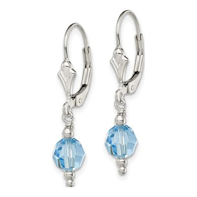 Sterling Silver Crystal Leverback Earrings – view 3