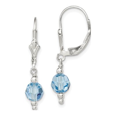 Sterling Silver Crystal Leverback Earrings