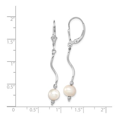 Sterling Silver Freshwater Cultured Pearl Leverback Earrings – view 5