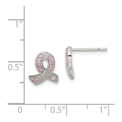 Sterling Silver CZ Ribbon Stud Earrings – view 5