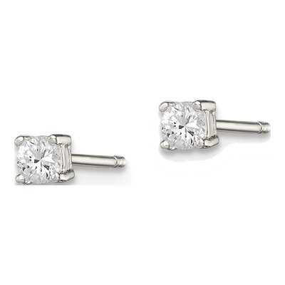 Sterling Silver 3mm Round CZ Basket Stud Earrings – view 4