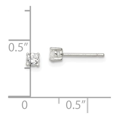 Sterling Silver 3mm Round CZ Basket Stud Earrings – view 6