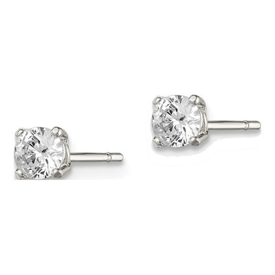 Sterling Silver 4mm Round CZ Basket Stud Earrings – view 4