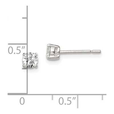 Sterling Silver 4mm Round CZ Basket Stud Earrings – view 6