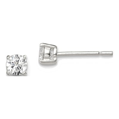 Sterling Silver 4mm Round CZ Basket Stud Earrings
