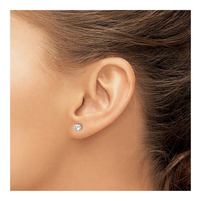 Sterling Silver 5mm CZ Round Stud Earrings – view 3