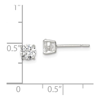 Sterling Silver 5mm CZ Round Stud Earrings – view 4