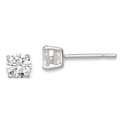 Sterling Silver 5mm CZ Round Stud Earrings