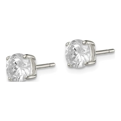Sterling Silver 6mm Round CZ Basket Stud Earrings – view 2