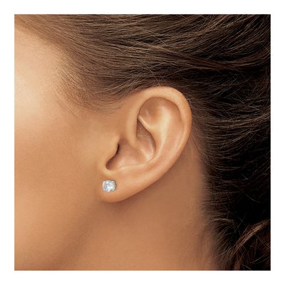 Sterling Silver 6mm Round CZ Basket Stud Earrings – view 3
