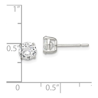 Sterling Silver 6mm Round CZ Basket Stud Earrings – view 4