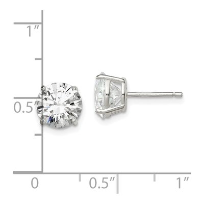 Sterling Silver 8mm Round CZ Basket Stud Earrings – view 5
