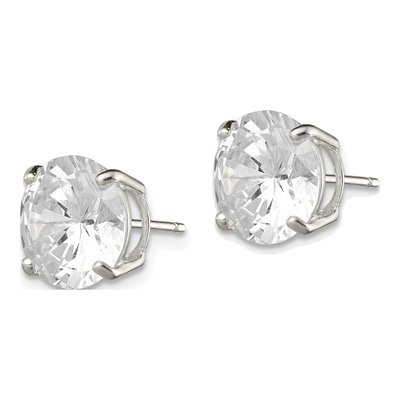 Sterling Silver 10mm Round CZ Basket Stud Earrings – view 3