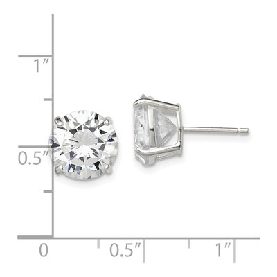 Sterling Silver 10mm Round CZ Basket Stud Earrings – view 5