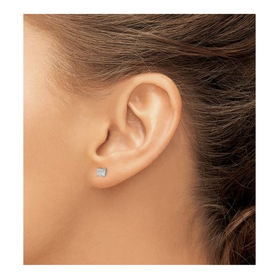 Sterling Silver 3mm Square CZ Princess Stud Earrings – view 4