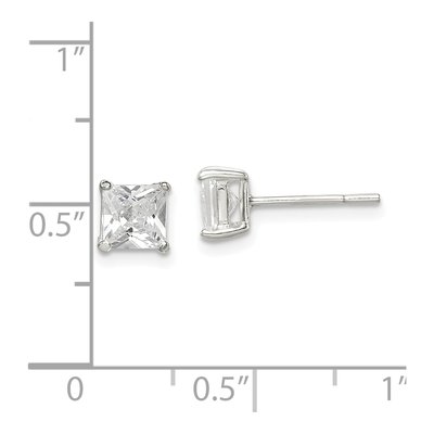 Sterling Silver 5mm Square CZ Princess Cut Stud Earrings – view 5