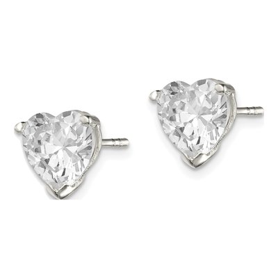 Sterling Silver 8mm CZ Heart Stud Earrings – view 3