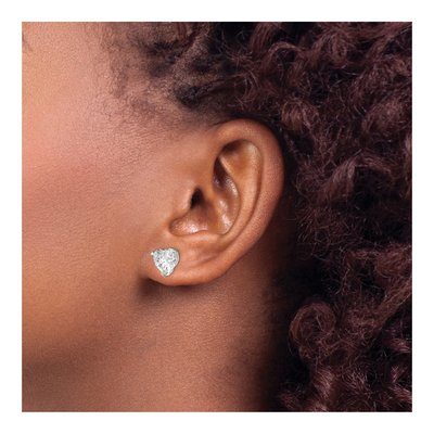 Sterling Silver 8mm CZ Heart Stud Earrings – view 4