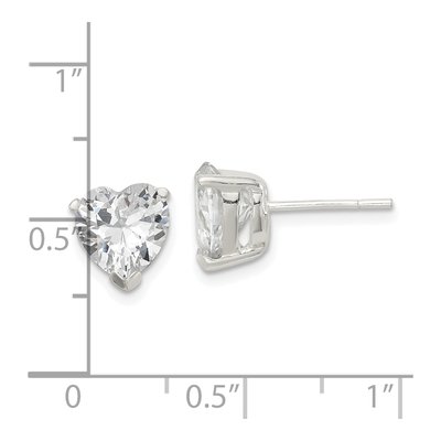 Sterling Silver 8mm CZ Heart Stud Earrings – view 5