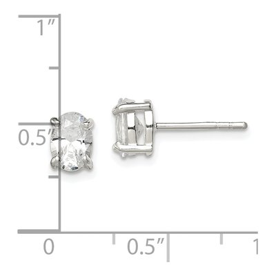 Sterling Silver CZ Oval Stud Earrings – view 5