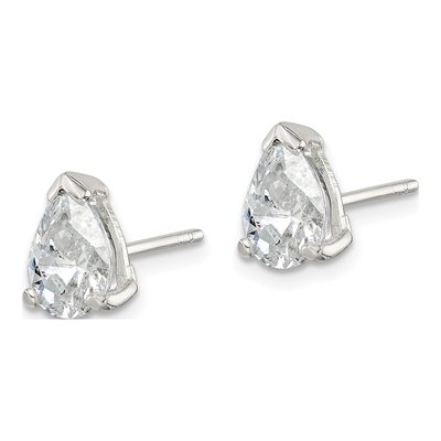 Sterling Silver CZ Pear Stud Earrings – view 3
