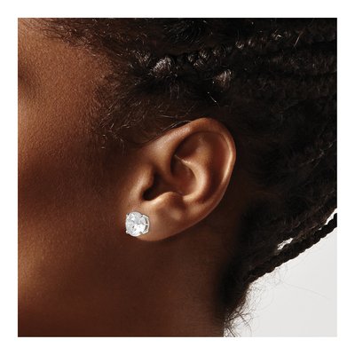 Sterling Silver CZ Pear Stud Earrings – view 4