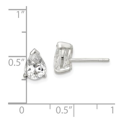 Sterling Silver CZ Pear Stud Earrings – view 5