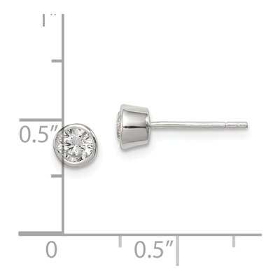 Sterling Silver 4mm Round CZ Bezel Stud Earrings – view 6