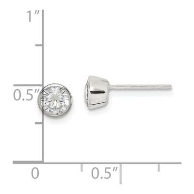 Sterling Silver 5mm Round CZ Bezel Stud Earrings – view 6