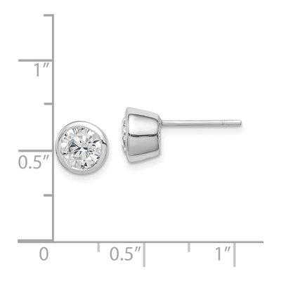 Sterling Silver 6mm Round CZ Bezel Stud Earrings – view 5