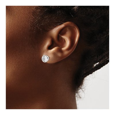 Sterling Silver 7mm Round CZ Bezel Stud Earrings – view 4