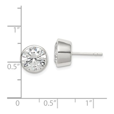 Sterling Silver 9mm CZ Round Bezel Stud Earrings – view 5