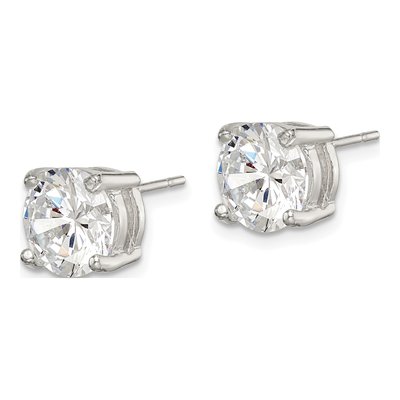 Sterling Silver 8mm CZ Round Stud Earrings – view 3