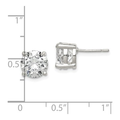 Sterling Silver 8mm CZ Round Stud Earrings – view 5