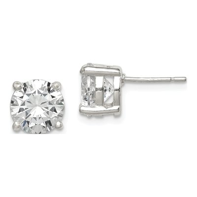 Sterling Silver 8mm CZ Round Stud Earrings