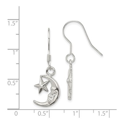 Sterling Silver Moon Star Dangle Earrings – view 5
