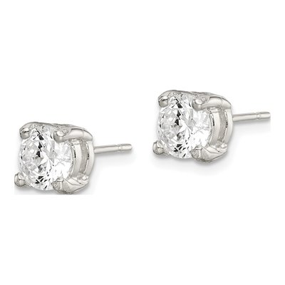 Sterling Silver 6mm Round CZ Stud Earrings – view 3