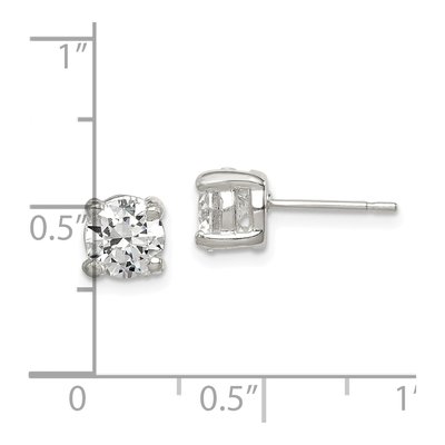 Sterling Silver 6mm Round CZ Stud Earrings – view 5