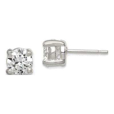 Sterling Silver 6mm Round CZ Stud Earrings